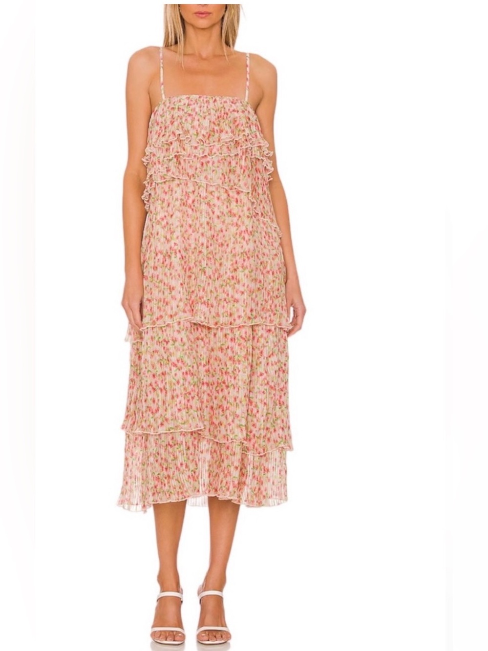 Something Navy Floral Tiered Midi Dress